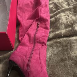 Pink over the knee boots size 7