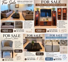 Multiple items/furniture; washer and dryer