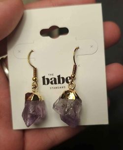 Faux Amethyst Earrings
