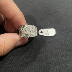 925 Silver Nugget Ring With Diamond Cut