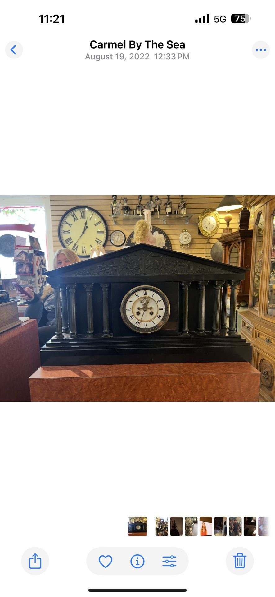 1800’s Black Solid Onyx French Clock