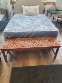 Outdoor Bench  Point Acacia Wood Chevron Bench(New)