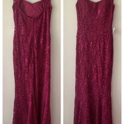 Vintage LA Scala Prom Dress Maxi Gown Y2K Goth Glam Maroon Red Mermaid Large