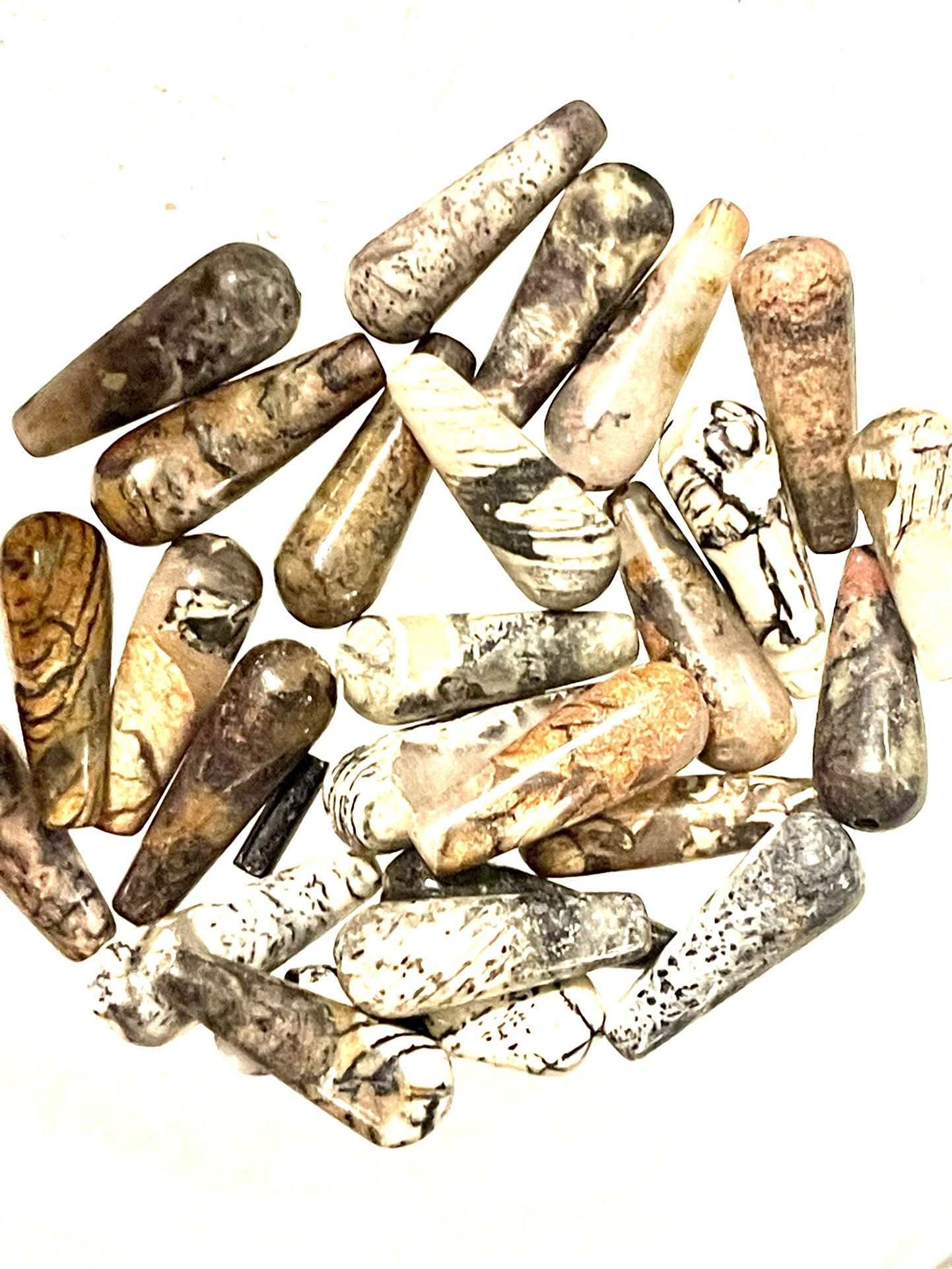 Lot Of 26 Jasper Teardrop Beads