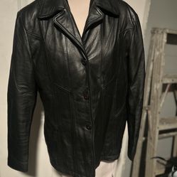 Vintage Maxima Wilson's Black Leather Button Jacket Size Large 