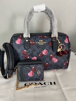 ROWAN SATCHEL BAG IN SIGNATURE CANVAS WITH CHERRY PRINT SET