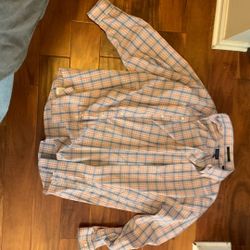 Checkered Long Sleeve Dress Shirt L
