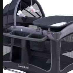 Pamo Babe Baby Playard with Canopy, Portable Crib with Changing Table