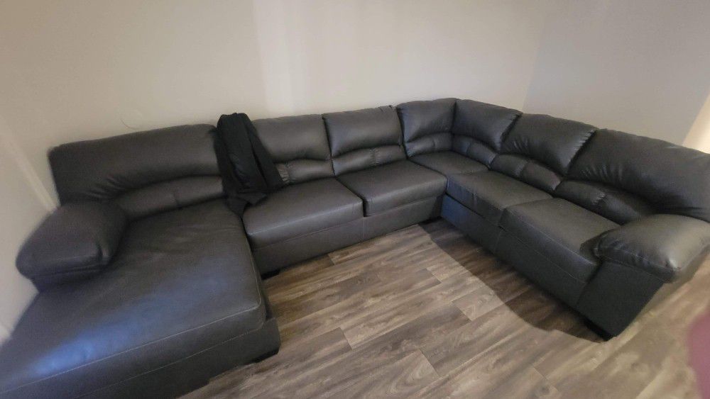 Sectional Couch, Can Separate, Real Leather, As New