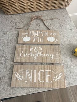 Pending Pumpkin spice everything nice sign $5