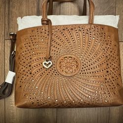 Brighton Fiora Large Leather Cognac Tote- Brand New 
