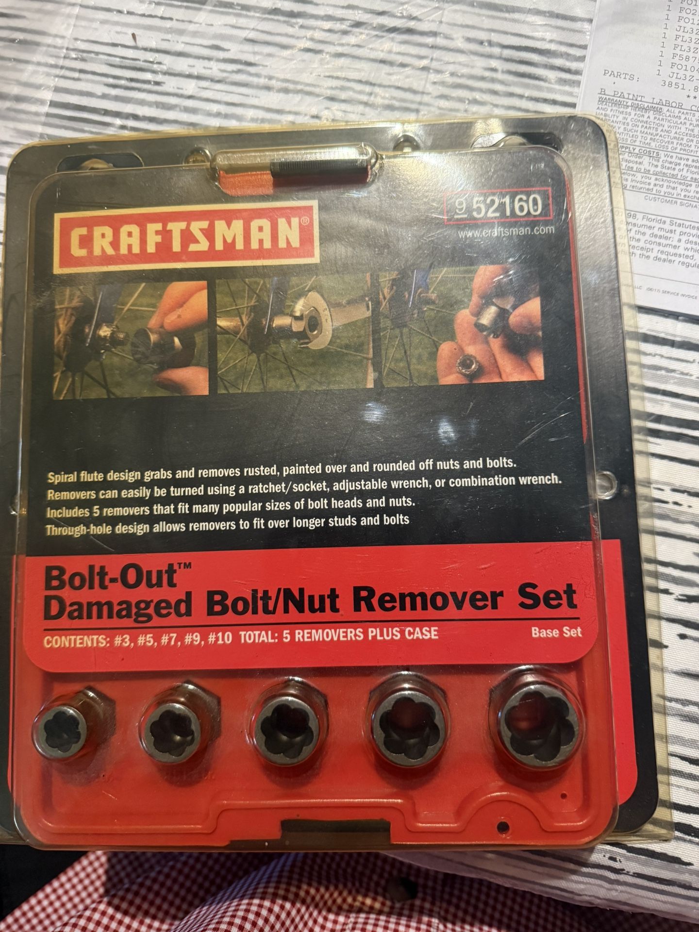 Craftsman Bolt out damaged bolt/Nut removal set new 5 pc see pic for sizes $20 