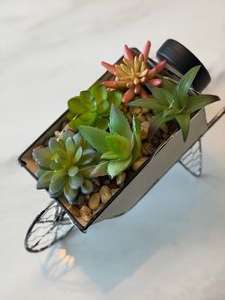 Regal Art & Gift Solar Powered Metal Wheelbarrow Planter White/Black 13291