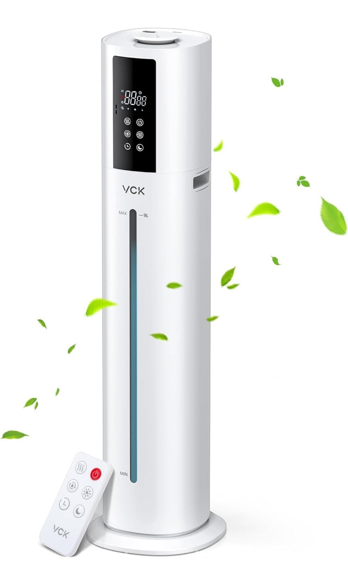 9L Humidifiers for Large Room,VCK Ultrasonic Cool Mist Top Fill Humidifier with Essential Oil Tray,3 Mist Speed,360°Nozzle,Timer, Customize humidity