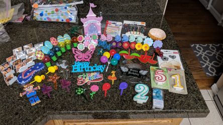 HUGE lot of Cake/cupcake toppers, decor and candles