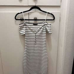 White and Black Stripe Dress (small)