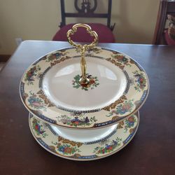 Vintage Myott Straffordshire Crown Ivory England 2 Tier Dinner Plates