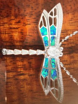 Sterling silver with 4 opal dragonfly pendant