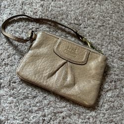 Small Coach Wristlet - Gold Glitter 