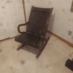 Wood & Leather  Rocking Chair 