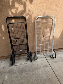 2 shopping carts black one $30 and white ones $25