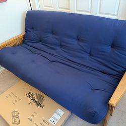 Nirvana Futon, Blue, Solid Wood With Storage Draws