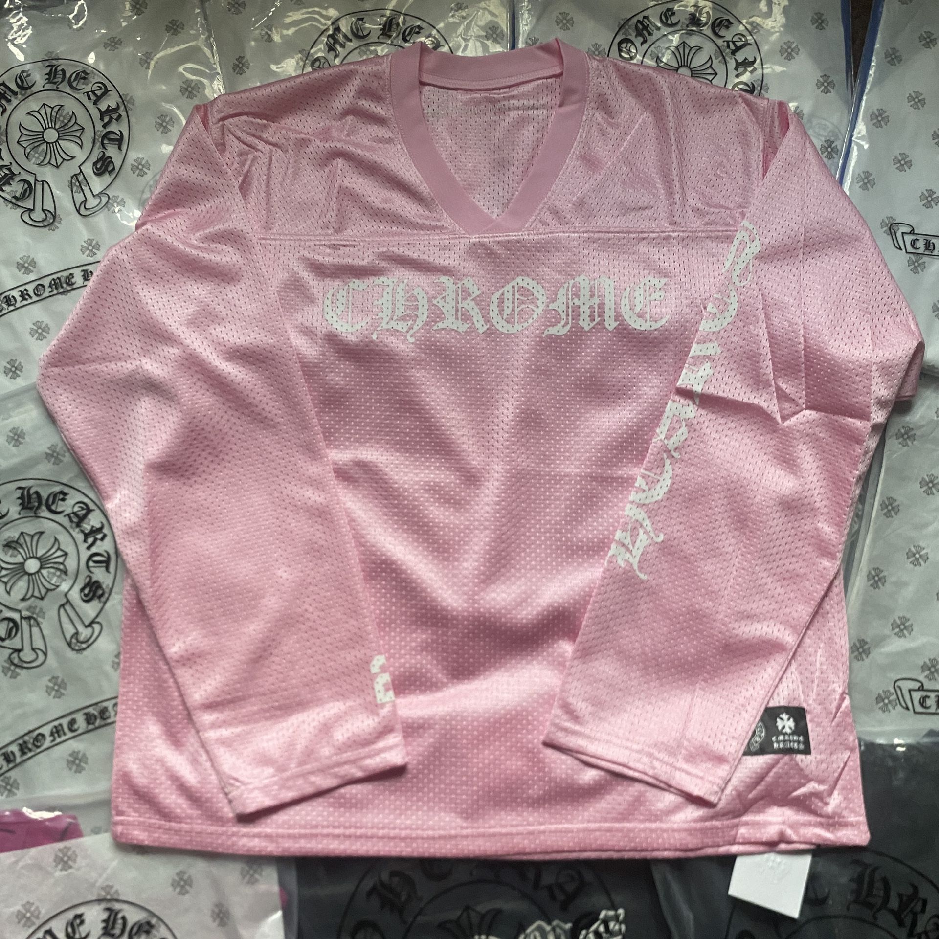 PINK & WHITE CHROME HEART LONG SLEEVE JERSEY