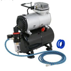 Portable Pro 1/5 HP Airbrush Air Brush Compressor Kit with 3L Tank & 6FT Hose Multipurpose for Hobby Paint Cake Nail Tattoo (TC-20T)