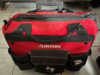 Husky tool bag with assorted tools