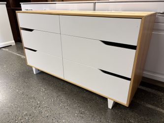 IKEA Mandal White & Birch 6-Drawer Low Dresser