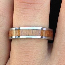 Handcrafted Tungsten Koa Wood Ring