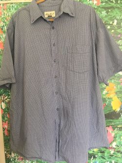 Eddie Bauer Mens Blue XL Button Plaid Short Sleeve Pocket Shirt