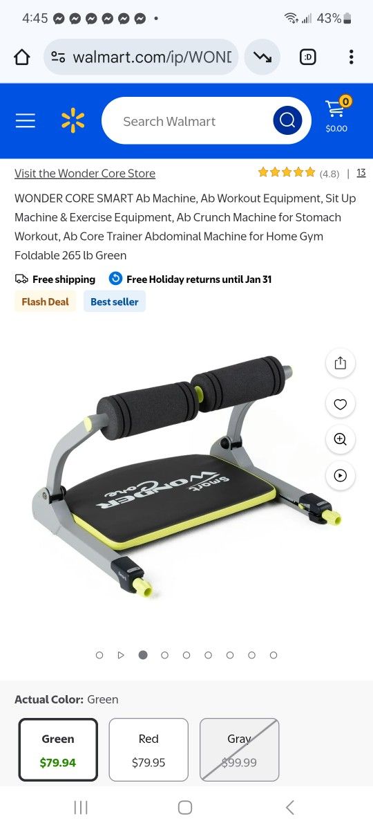WONDER CORE SMART Ab Machine, Ab Workout Equipment, Sit Up Machine $65