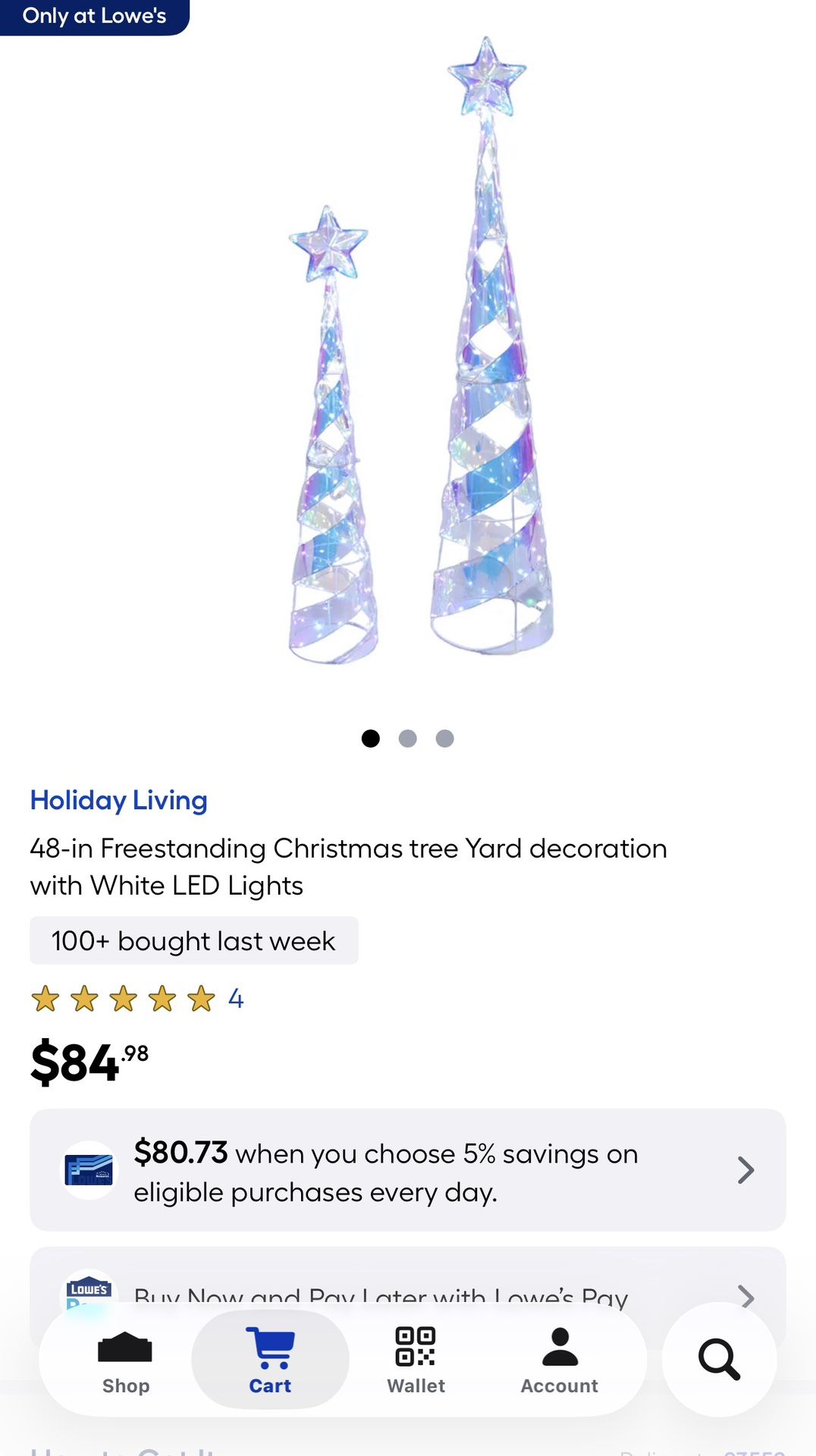 Holiday Living 48-in Freestanding Christmas tree Yard decoration with White LED Lights