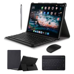 2 in 1 Tablets, Android 10.0 Tablet PC with Wireless Keyboard Case, 4GB RAM 64GB ROM/128GB Computer Tablets, Quad Core, HD/IPS, 8000mAh, 13MP Dual Cam