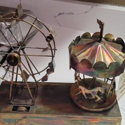 Vintage metal carousel ferris wheel music box