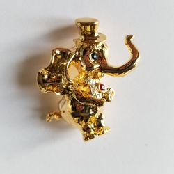Gold Elephant Top hat Pin/brooch