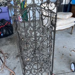 Antique Wrought Iron Wine Rack 