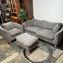 Valyou Feather Sofa Set Free Delivery Gray Couch Ottoman Armchair Accent Chair 