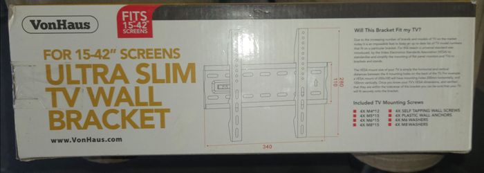 VonHaus Ultra Slim TV Wall Bracket 15–42"
