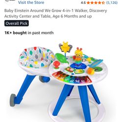 Baby Einstein Around We Grow 4-in-1 Walker, Discovery Activity Center and Table, Age 6 Months and up