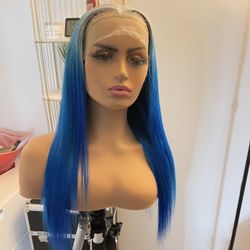 Virgin Hair Blue, Silver Wig
