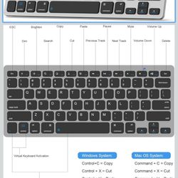 Wireless Computer Keyboard, Bluetooth Keyboard for iPad 10th, 9th, 8th Gen, iPad Pro 12.9/11/10.5/9.7 in, iPad Air/Mini, Mac, MacBook, iMac, Tablets, 