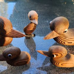 Family Of Ducks - Wood