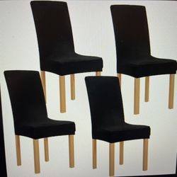 2 Black Stretch Dining Room Chair Covers