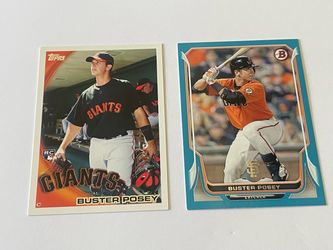 Buster Posey 2010 Topps Rookie #2 & 2014 Bowman Blue Parallel /500. Lot of 2. Giants