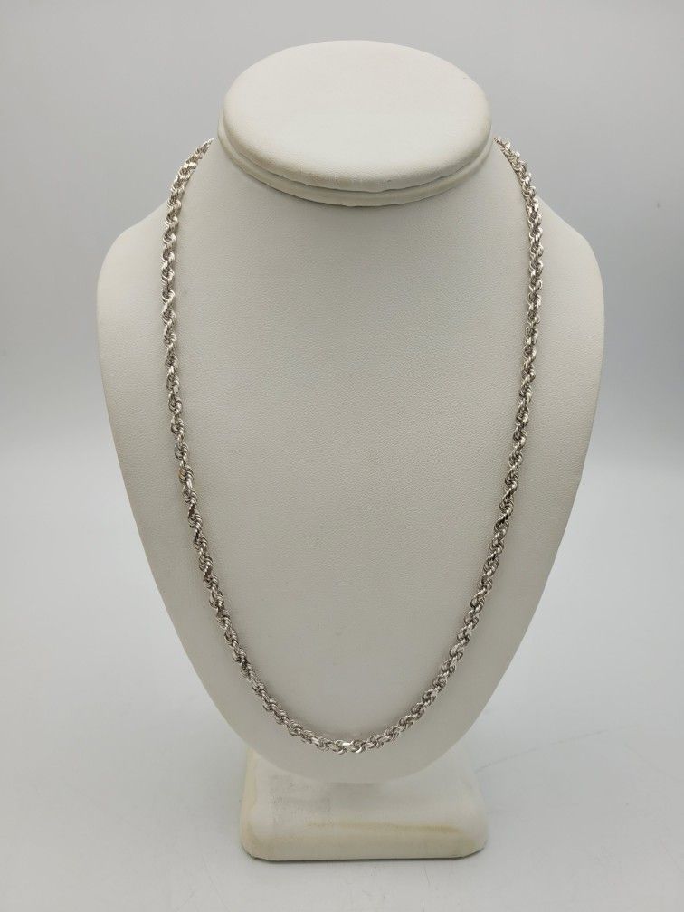 Solid 14k White Gold Rope Chain