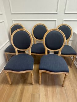 5 French Dinning Room Chairs Blue With Wood