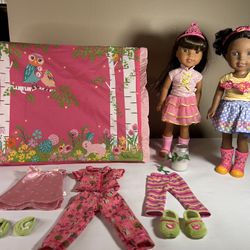 American Girl WellieWishers Sweet Dreams Garden Tent, 2 Dolls Kendall & Ashlyn +