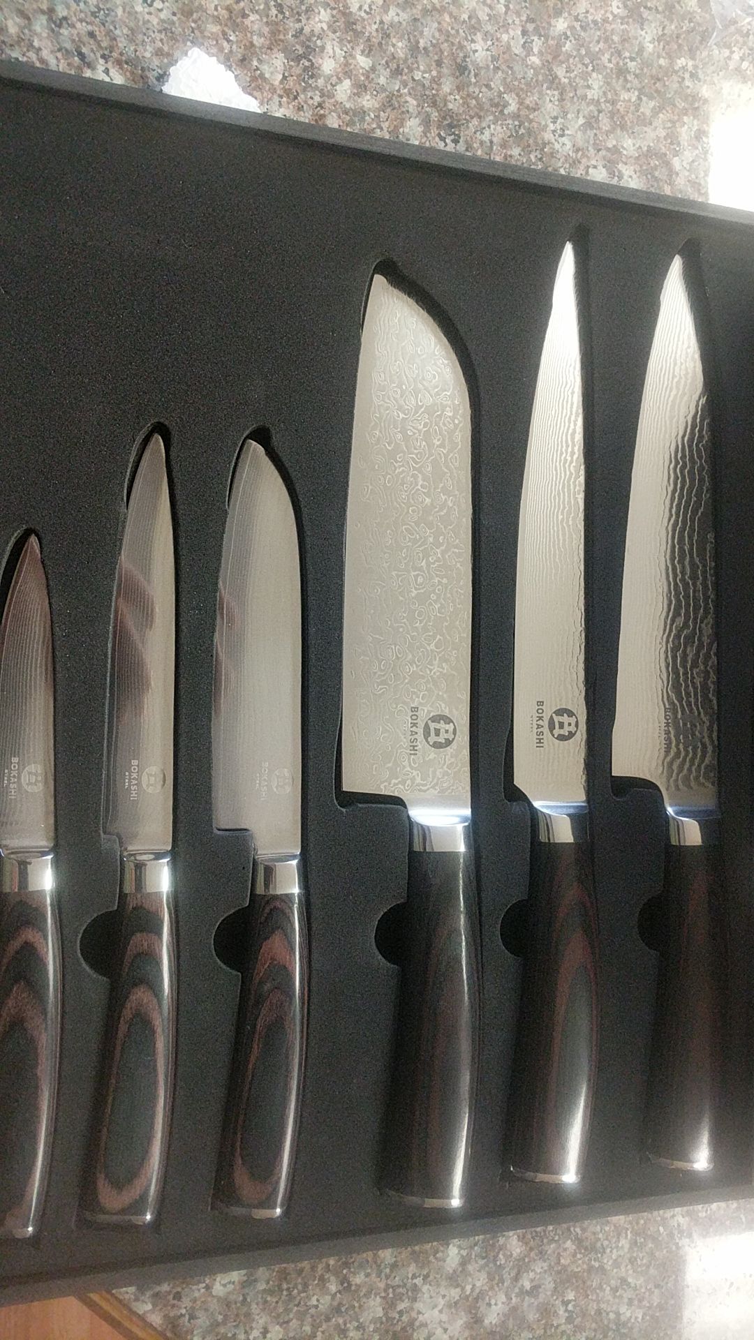 Bokashi Japanese Damascus steel knife set new